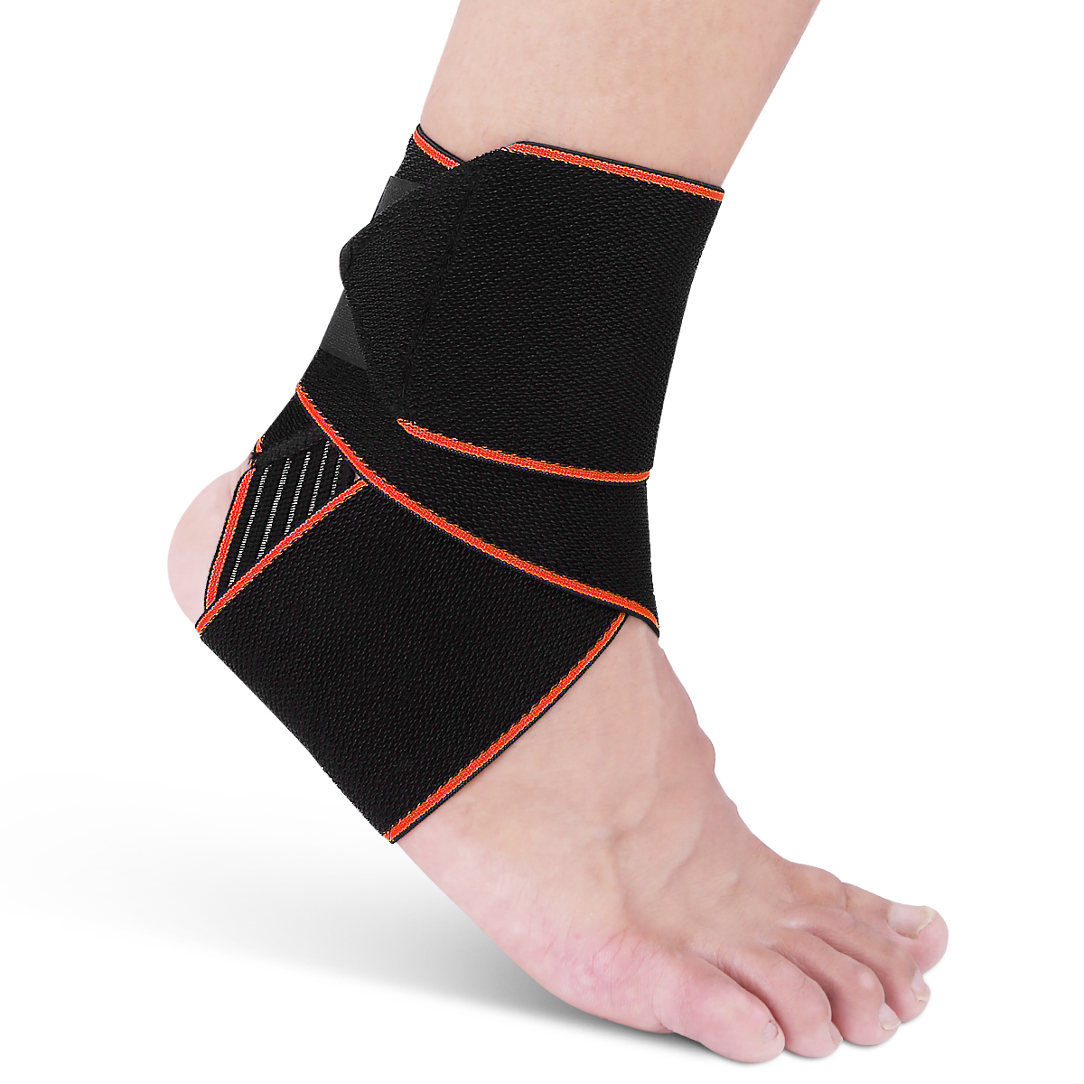 AVIDDA Ankle Brace Support Compression Adjustable, Ankle Support Wrap for Men Women Breathable Foot Support Brace for Plantar Fasciitis, Tendonitis, Joint Pain, One Size Fits All One Piece Orange
