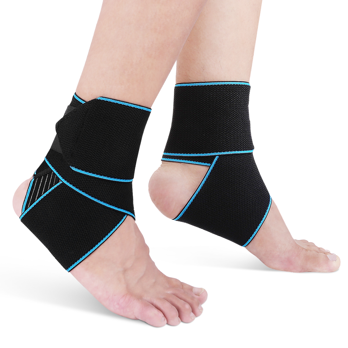 AVIDDA Ankle Brace Support Compression Adjustable, Ankle Support Wrap for Men Women Breathable Foot Support Brace for Plantar Fasciitis, Tendonitis, Joint Pain, One Size Fits All Two Pieces Blue