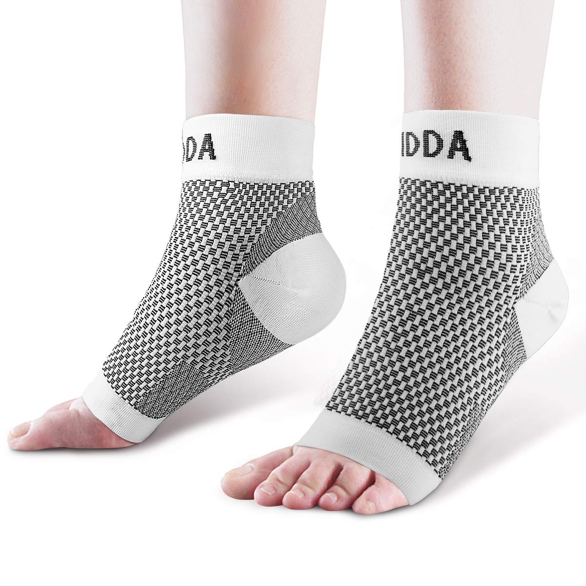 AVIDDA Plantar Fasciitis Socks with Heels Arch Supports, Compression Sleeves Ideal for Arthritis Pain Relief and Suitable for Sports, Ankle Supports for Men and Women White-1-L