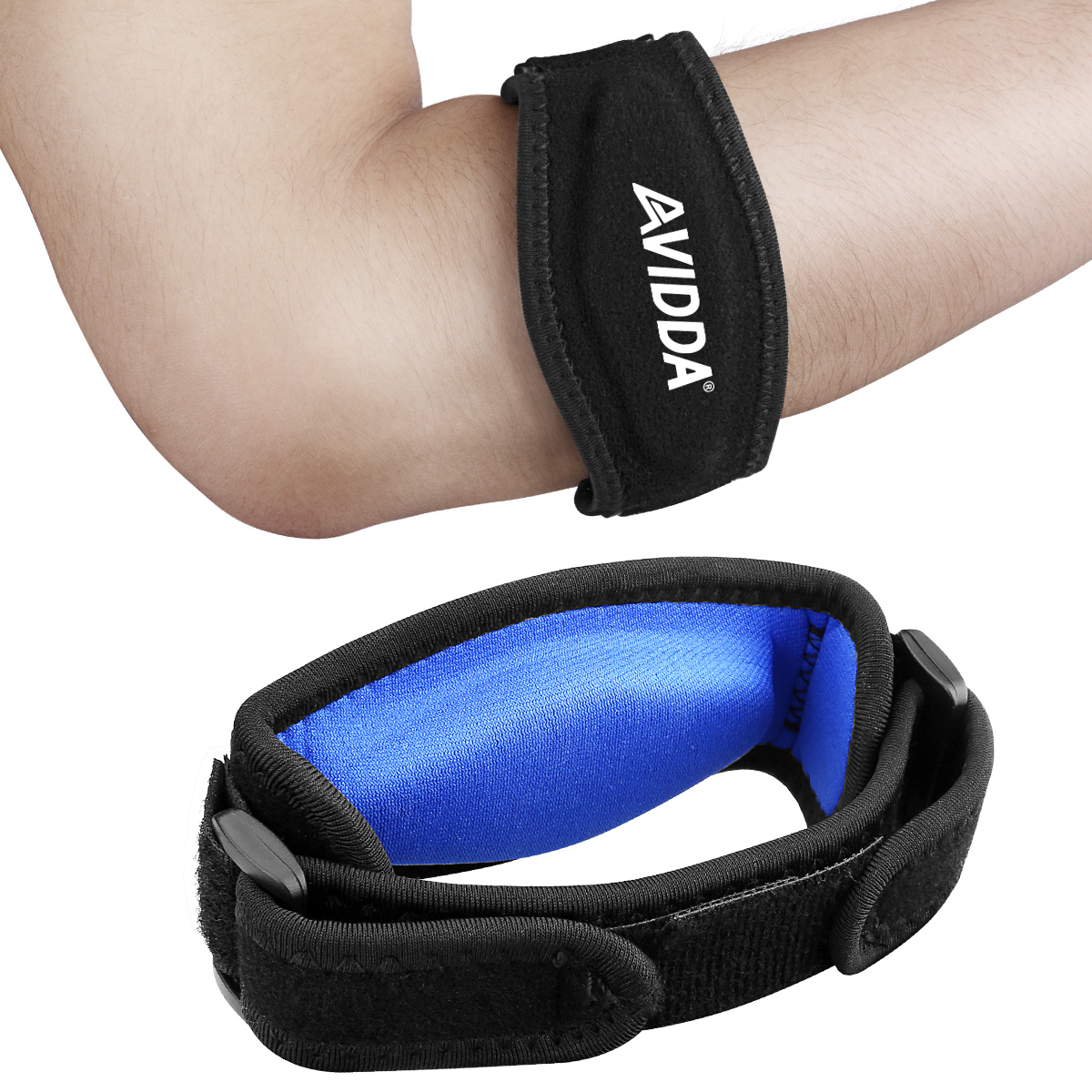 AVIDDA 2 Pack Tennis Elbow Brace with Compression Pad for Women and Men Golfers Elbow Brace for Tendonitis Weightlifting Pain Relief Blue 1 Pair 